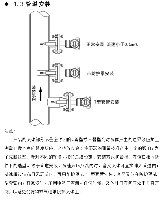 在線密度濃度計(jì)管道安裝要求