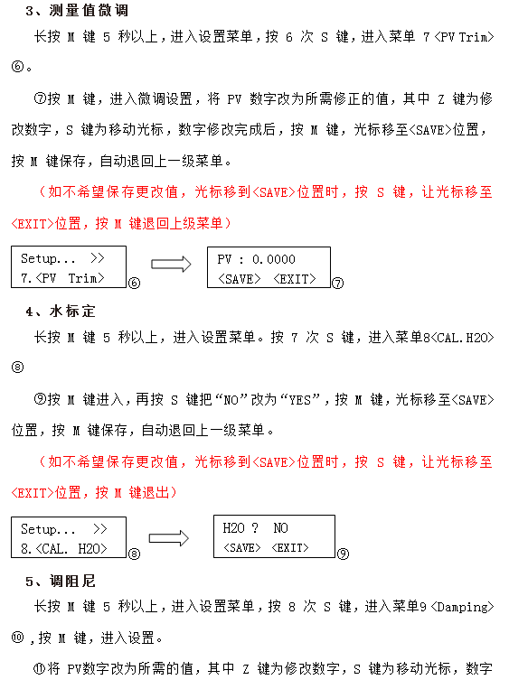 在線密度濃度計(jì)儀表功能設(shè)置